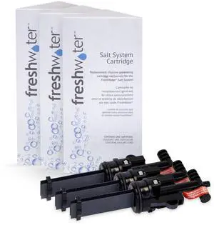 FreshWater Salt System Cartridge - Water Treatment Replacement Cartridge for Spas & Hot Tubs - Easy Maintenance - Supports Natural-Feeling Water to Help Prevent Dry Eyes & Itchy Skin (3 Pack)