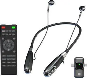 E8 Wireless Neckband Headset, Built-in Sound Card Noise Cancelling Microphone, Remote Control, Great for Gaming, Live, TikTokk Video, PC/Phone/Tablet Compatible
