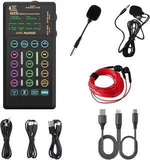 Portable Handheld Sound Card Set for Podacsting, Broadcasting, Living, Singing, Recording, Gaming with Families, Friends, Gift