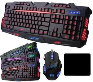 Gaming Keyboard And Mouse LED Light Backlit Mechanical Feel For Computer Desktop
