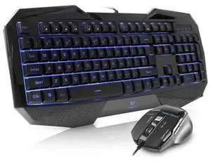 Backlit Gaming Keyboard and Mouse Combo with Adjustable DPI for Gamers
