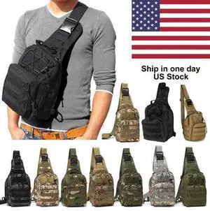 Mens Backpack Tactical Sling Bag Shoulder Molle Travel Chest Pack Outdoor Hiking Black Mens Backpack Tactical Sling Bag Shoulder Molle Travel Chest Pack Outdoor Hiking Black