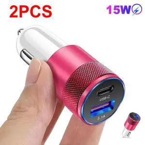 2Pack Fast Charging 2 Port PD USB-C Car Charger Adapter For iPhone Samsung Pink 2Pack Fast Charging 2 Port PD USB-C Car Charger Adapter For iPhone Samsung Pink