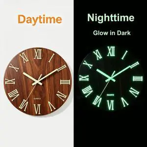 8'' Wall Clock Large Luminous Quartz Night Light Glow In The Dark Silent Home Roman Number 8'' Wall Clock Large Luminous Quartz Night Light Glow In The Dark Silent Home Roman Number