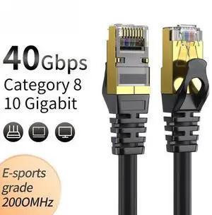 Cat 8 Ethernet RJ45 Cable Super Speed 40Gbps Patch LAN Network Gold Plated 10ft 1pc Cat 8 Ethernet RJ45 Cable Super Speed 40Gbps Patch LAN Network Gold Plated 10ft 1pc