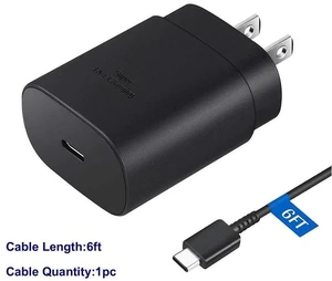 25W For Samsung Galaxy S20 S21 S2225W Type USB-C Super Fast Wall Charger Cable 6ft 1pc 25W For Samsung Galaxy S20 S21 S2225W Type USB-C Super Fast Wall Charger Cable 6ft 1pc