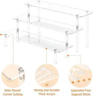 3-Tier Clear Acrylic Display Risers, Large Perfume Organizer Stand for Vanity, Multi-Purpose Acrylic Display Shelf 3-Tier Clear Acrylic Display Risers, Large Perfume Organizer Stand for Vanity, Multi-Purpose Acrylic Display Shelf