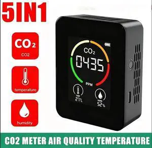 5 in1 CO2 Meter Air Quality Monitor 400-5000 PPM Sensor Carbon Dioxide Detector 5 in1 CO2 Meter Air Quality Monitor 400-5000 PPM Sensor Carbon Dioxide Detector