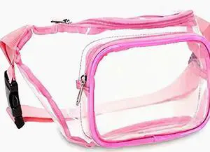 Clear USB Tote Bag PVC Zipper Stadium Approved Shoulder Handbag Purse Chest Pink Clear USB Tote Bag PVC Zipper Stadium Approved Shoulder Handbag Purse Chest Pink