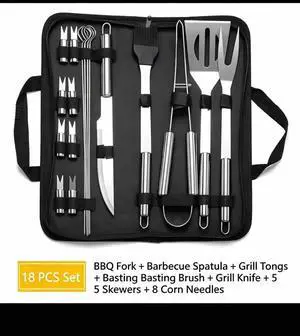 Portable Stainless Steel Bbq Tool Set | Outdoor Grilling Kit with Storage Bag 18-piece set Portable Stainless Steel Bbq Tool Set | Outdoor Grilling Kit with Storage Bag 18-piece set