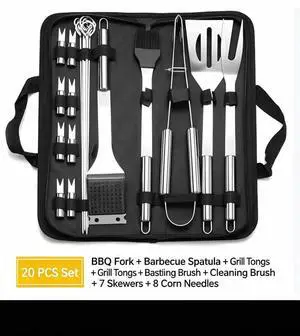 Portable Stainless Steel Bbq Tool Set | Outdoor Grilling Kit with Storage Bag 20-piece set Portable Stainless Steel Bbq Tool Set | Outdoor Grilling Kit with Storage Bag 20-piece set