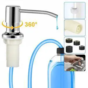 360° Sink Soap Dispenser Steel Stainless Kitchen Hands Liquid Pump Bottle Tube 500ml Bottle+Silver Pump 360° Sink Soap Dispenser Steel Stainless Kitchen Hands Liquid Pump Bottle Tube 500ml Bottle+Silver Pump