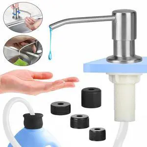 360° Sink Soap Dispenser Steel Stainless Kitchen Hands Liquid Pump Bottle Tube 300ml Bottle-Black Pump 360° Sink Soap Dispenser Steel Stainless Kitchen Hands Liquid Pump Bottle Tube 300ml Bottle-Black Pump