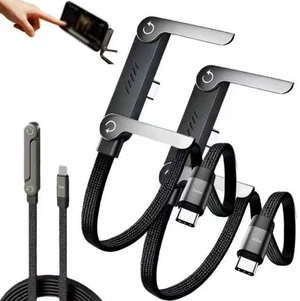 240W 2-in-1 Fast Charging Cord Invisible Holder Charger Cable with Phone Stand Type-C to Type-C 2PCS 5FT/1.5M 240W 2-in-1 Fast Charging Cord Invisible Holder Charger Cable with Phone Stand Type-C to Type-C 2PCS 5FT/1.5M