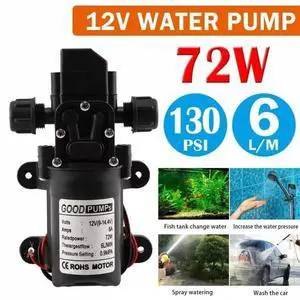 12V Water Pump 130PSI Self Priming Diaphragm High Pressure Automatic Switch 12V Water Pump 130PSI Self Priming Diaphragm High Pressure Automatic Switch