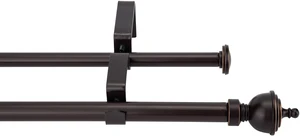 eTeckram 5/8" Window Double Curtain Rod with Royale Finials --28''- 48'', 48"-84", 84"-120" (Pewter, Gold, Weathered White,Bronze Gold) Bronze Gold 84-120 eTeckram 5/8" Window Double Curtain Rod with Royale Finials --28''- 48'', 48"-84", 84"-120" (Pewter, Gold, Weathered White,Bronze Gold) Bronze Gold 84-120