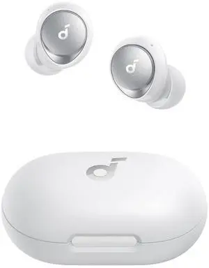 by Anker Space A40 Auto-Adjustable Active Noise Cancelling Wireless Earbuds, Reduce Noise by Up to 98%, 50H Playtime, Comfortable Fit, App Customization, Wireless Charge (White)