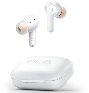 Wireless Earbuds Noise Cancelling, Bluetooth 5.2 Earphones with 5 x EarTips, 4 Mic Clear Calls, 12mm Drivers, App for Custom EQ, 32H Playtime, Fast Charging, Transparency - Dobuds ONE,White