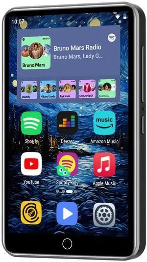 80GB MP3 Player with Bluetooth and WiFi,  4" HD Full Touch Screen MP3 Player with Spotify, Amazon Music,YouTube,Pandora,Libby,Android MP4 Music Player for Kids (Grey)