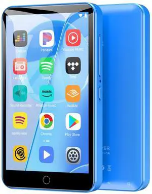 80GB MP3 Player with Bluetooth and WiFi, MP3 and Mp4 Music Player, 4.0 IPS Touchscreen Android Player with Spotify, Amazon Music, Deezer, Audible, Browser with Speakers, Capacity (Blue)