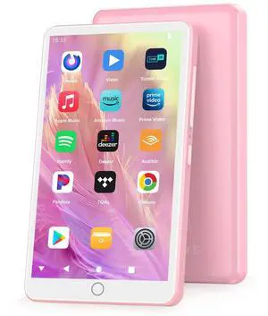 144GB MP3 Player with Bluetooth WiFi, Android 13 OS MP3 MP4 Players with 4" Touchscreen and Speaker, Spotify Music Players with Audible, FM Radio, Amazon Music, Play Store (Pink)