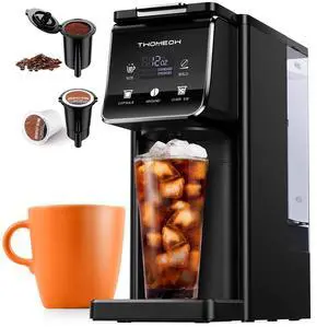 Coffee Maker Hot & Iced With Bold Setting,Single Serve Coffee Maker For K Cup And Grounds,52 Oz Removable Water Tank,6-14 Oz Brew Sizes,One Cup Kcup Coffee Machine With Reusable Filter,(Black) Coffee Maker Hot & Iced With Bold Setting,Single Serve Coffee Maker For K Cup And Grounds,52 Oz Removable Water Tank,6-14 Oz Brew Sizes,One Cup Kcup Coffee Machine With Reusable Filter,(Black)