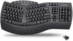 Periboard-612B Wireless Ergonomic Split Keyboard with Dual Mode 2.4G and Bluetooth Feature, Compatible with Windows 10 and Mac OS X System, Black, US English Layout