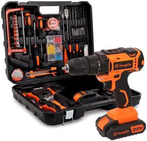 Tool Kit with Drill, 20V Cordless Power Drill with 2 Batteries & Charger Drill Sets Combo Kit for Men 114 pcs Household Hand Tools for Home Apartment Dorm Repair Tool Kit with Drill, 20V Cordless Power Drill with 2 Batteries & Charger Drill Sets Combo Kit for Men 114 pcs Household Hand Tools for Home Apartment Dorm Repair