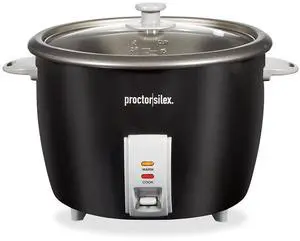 Rice Cooker & Food Steamer, 30 Cups Cooked (15 Cups Uncooked), Includes Steam and Rinsing Basket, Black (37555)