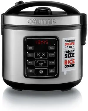 Rice Cooker  5 Qt Capacity, 20 Cup Cooked, 10 Cup Uncooked, Digital Controls, 6 Cooking Presets, Grain Cooker & Steamer, Nonstick Pot, Steam Tray, Delay Timer, Keep Warm, Stainless Steel