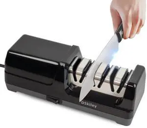 Electric Knife Sharpener for Kitchen  Professional 3-Stage 100% Diamond System with 20° Precision Angle, Fast Sharpening to Restore & Polish Chef Knives(Black)