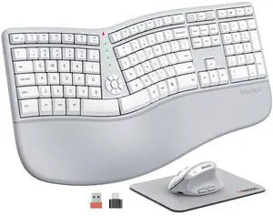 Ergonomic Keyboard and Mouse, Wireless Keyboard with Vertical Mouse, Split Curved Keyboard with Wrist Rest, Natural Typing Full Size, Windows/Mac/Computer/Laptop, Gray Ergonomic Keyboard and Mouse, Wireless Keyboard with Vertical Mouse, Split Curved Keyboard with Wrist Rest, Natural Typing Full Size, Windows/Mac/Computer/Laptop, Gray