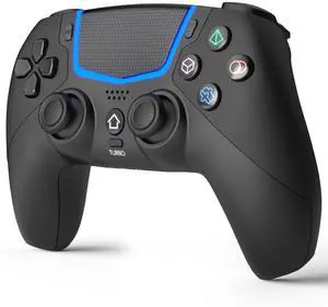 Wireless Controller for PS-5/Pro/Slim/PC,Bluetooth Gaming Controller with Hall Joysticks/LED Channel Light/Turbo/6-Axis Gyro/Dual Vibration/Touchpad/3.5mm TRRS Audio Jack/Speaker Function(Black)