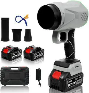 Leaf Blower Cordless, Lightweight Electric Handheld Leaf Blower with 3 Extension Tubes & 2×4.0Ah Batteries, Adjustable Speed, Electric Blower for Lawn Care, Leaves, Dust Cleaning, Light Snow