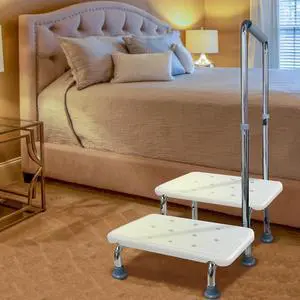 Step Stool with Handle and Non-Skid Platform, Heavy Duty 2 Steps Medical Foot Stool for Adult, Seniors, Handicap Holds up to 350 lbs Step Stool with Handle and Non-Skid Platform, Heavy Duty 2 Steps Medical Foot Stool for Adult, Seniors, Handicap Holds up to 350 lbs