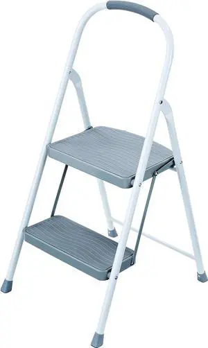 2-Step Steel Step Stool Ladder with Hand Grip, ANSI Type 2 Duty Rating, 225 lb Capacity, White 2-Step Steel Step Stool Ladder with Hand Grip, ANSI Type 2 Duty Rating, 225 lb Capacity, White