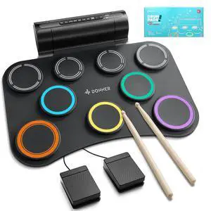 Electric Drum Pad, 9 Pads Electronic Drum Set Roll Up Quiet Drum Pad Built-in Speaker, 40 Drum Lessons Included, Kids Holiday & Birthday Instrument Toys Electric Drum Pad, 9 Pads Electronic Drum Set Roll Up Quiet Drum Pad Built-in Speaker, 40 Drum Lessons Included, Kids Holiday & Birthday Instrument Toys