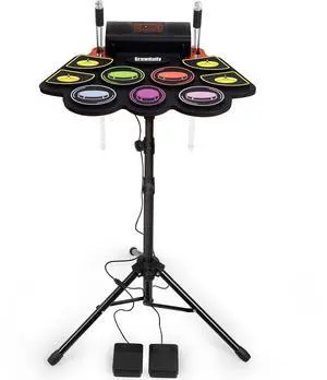Electric Kids Drum Set,Electronic Drum Set Practice 9 Pads With Stand,Music Recording,Light Up Drum Sticks,Drum Pedal,Midi,Dual Stereo Speaker(Rainbow) Electric Kids Drum Set,Electronic Drum Set Practice 9 Pads With Stand,Music Recording,Light Up Drum Sticks,Drum Pedal,Midi,Dual Stereo Speaker(Rainbow)