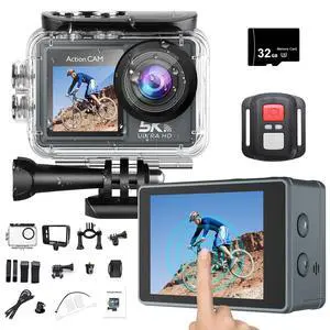 M40TR 5K WiFi Action Camera with Front LCD & Touch Screen,EIS 100FT Waterproof Underwater Camera 170°Ultra Wide Angle 5X Zoom Sports Camera with 2.4G 15M Remote Control 32GB Card Accessories M40TR 5K WiFi Action Camera with Front LCD & Touch Screen,EIS 100FT Waterproof Underwater Camera 170°Ultra Wide Angle 5X Zoom Sports Camera with 2.4G 15M Remote Control 32GB Card Accessories