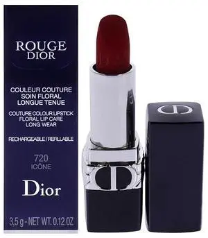 Christian Dior Rouge Dior Couture Colour Refillable Lipstick - # Icone /Velve 720 -3.5g- Available In Rosewood With an Intense Brick-red Shade. With Long-lasting Moisturizing and Velvety Texture.