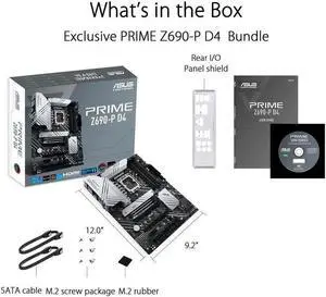ASUS Prime Z690-P D4 LGA 1700 Intel 12th Gen ATX Motherboard- PCIe 5.0, DDR4, 14+1 Power Stages, 3x M.2, 2.5Gb LAN, V-M.2 e-key, Front Panel USB 3.2 Gen 1 USB Type-C, Thunderbolt 4 Support, Arua Sync ASUS Prime Z690-P D4 LGA 1700 Intel 12th Gen ATX Motherboard- PCIe 5.0, DDR4, 14+1 Power Stages, 3x M.2, 2.5Gb LAN, V-M.2 e-key, Front Panel USB 3.2 Gen 1 USB Type-C, Thunderbolt 4 Support, Arua Sync