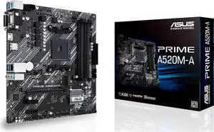 ASUS PRIME A520M-A - Motherboard - micro ATX - Socket AM4 - AMD A520 - USB 3.2 Gen 1 - Gigabit LAN - onboard graphics (C ASUS PRIME A520M-A - Motherboard - micro ATX - Socket AM4 - AMD A520 - USB 3.2 Gen 1 - Gigabit LAN - onboard graphics (C