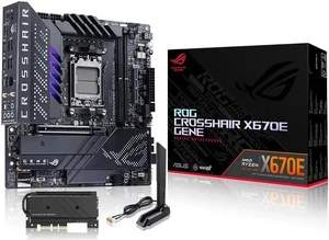 ASUS ROG CROSSHAIR X670E GENE (AM5, AMD X670,micro-ATX ,DDR5, 3 x M.2 slots 4 x SATA
6Gb/s ports, 2.5Gb Ethernet ,Wi-Fi 6E, USB 3.2 Gen 2 Type-C USB4, EZ Flash ,Aura Sync ) ASUS ROG CROSSHAIR X670E GENE (AM5, AMD X670,micro-ATX ,DDR5, 3 x M.2 slots 4 x SATA
6Gb/s ports, 2.5Gb Ethernet ,Wi-Fi 6E, USB 3.2 Gen 2 Type-C USB4, EZ Flash ,Aura Sync )