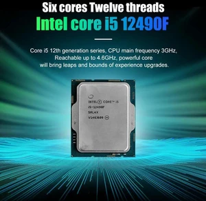 Intel Core i5-12490F Alder Lake Desktop Processor Game Special Edition i5 12th Gen, 6 Cores up to 4.6 GHz Turbo LGA 1700 65W Without Graphics and Fan -Black Box Intel Core i5-12490F Alder Lake Desktop Processor Game Special Edition i5 12th Gen, 6 Cores up to 4.6 GHz Turbo LGA 1700 65W Without Graphics and Fan -Black Box