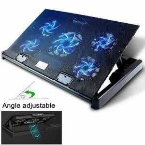 Laptop Cooling Pad For 11-17" inch Laptop Dual USB Fan Cooler Stand 5 Quiet Fans