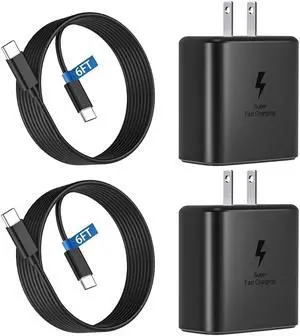 VJYUIJAY 45W Super Fast Charger USB C,PD3.0 Type C Fast Wall Charger with 6FT Cable Replacement for Samsung Galaxy S25 Ultra/S25+/S25/S24 Ultra/S24/S24+/S23 S22 Ultra/S23+/S22/S21/S20/Note 20/10