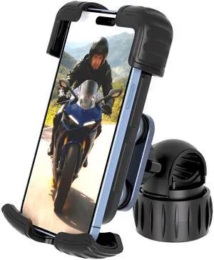 TXV Motorcycle Phone Mount Holder - Upgrade Vibration Dampener - 360° Rotatable Bicycle Phone Holder, Bike Scooter Handlebar Phone Clip for 5.1" - 6.8" Smartphones