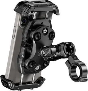 Kewig Motorcycle Phone Mount Holder with Vibration Dampener & Secure Lock, Anti-Shake Handlebar Cellphone Mount for Moto Bike Scooter ATV, Adjustable Phone Mount Fit 5.4-7.2'' Phone
