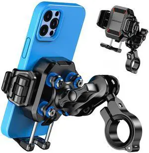 BRCOVAN Anti-Theft Motorcycle Phone Mount with Vibration Dampener, [1s Lock] [Camera Friendly] Handlebar Cellphone Holder for Bike Bicycle Scooter ATV, Adjustable Size Fit 5.4-7.2" Smartphone