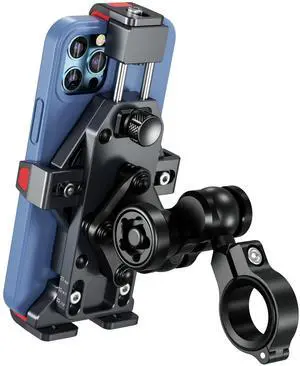 BRCOVAN Aluminum Alloy Motorcycle Phone Mount with Vibration Dampener & High-Speed Secure Lock, Anti-Theft Handlebar Cellphone Holder for Motorcycle Bike Bicycle Scooter ATV, for 4.7-7.2'' Smartphone